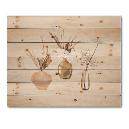 Designart - Bouquets Of Wildflowers In Gold Vases I